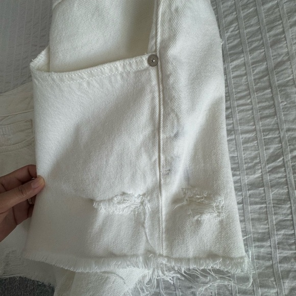 Frame Denim Women's Ivory Frayed Jean Shorts - Picture 6 of 6